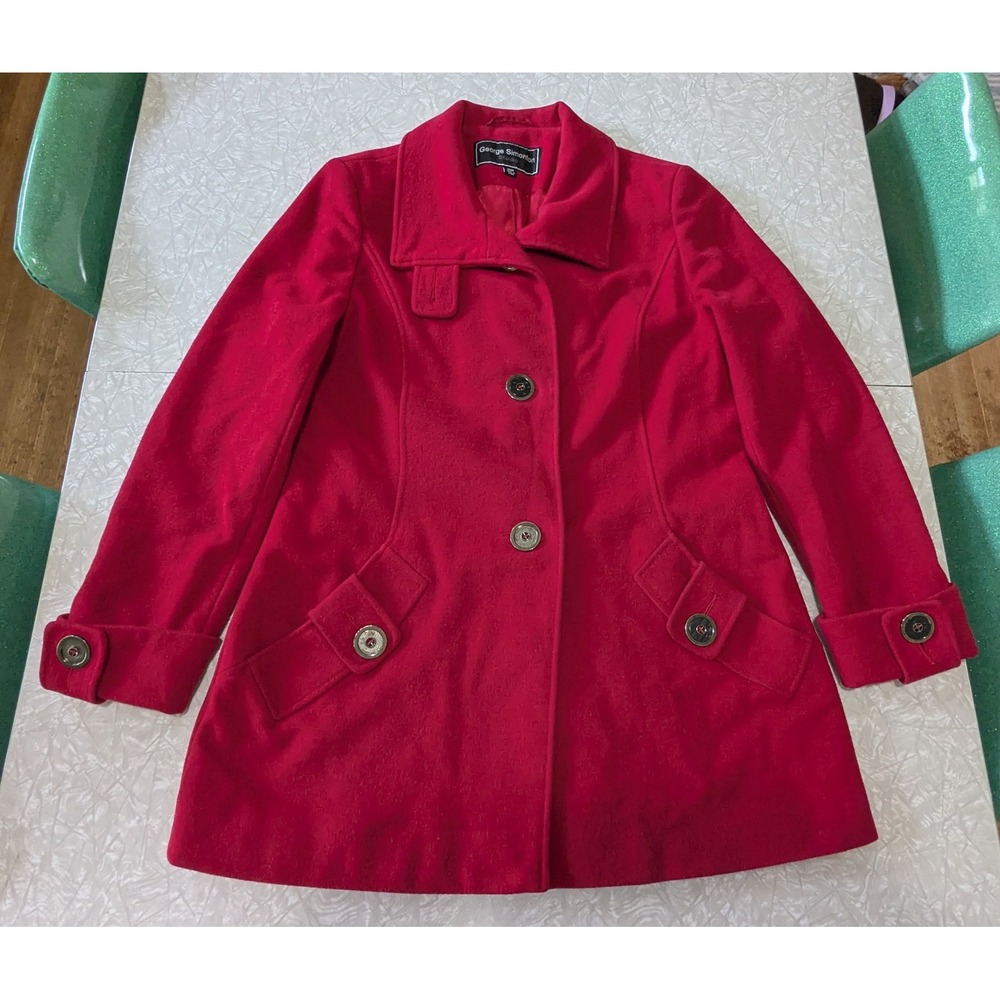 George Simonton Studio Red Australian Lambswool Blend Coat Womens 10P Petite